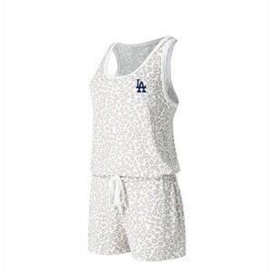 Concept Sports Women's Large Cream Los Angeles Dodgers Montana Hacci Knit Romper